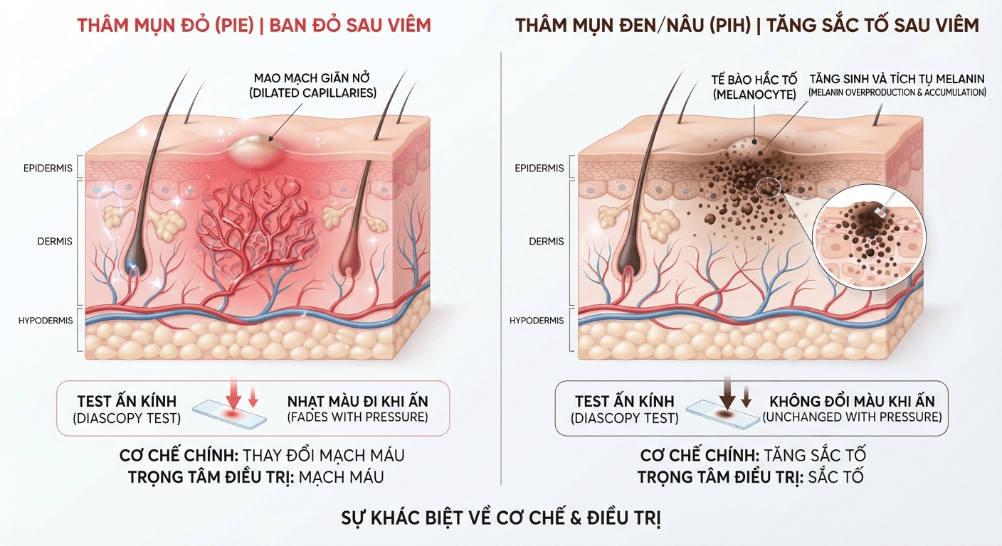 Thâm mụn đỏ hay thâm mụn đen?