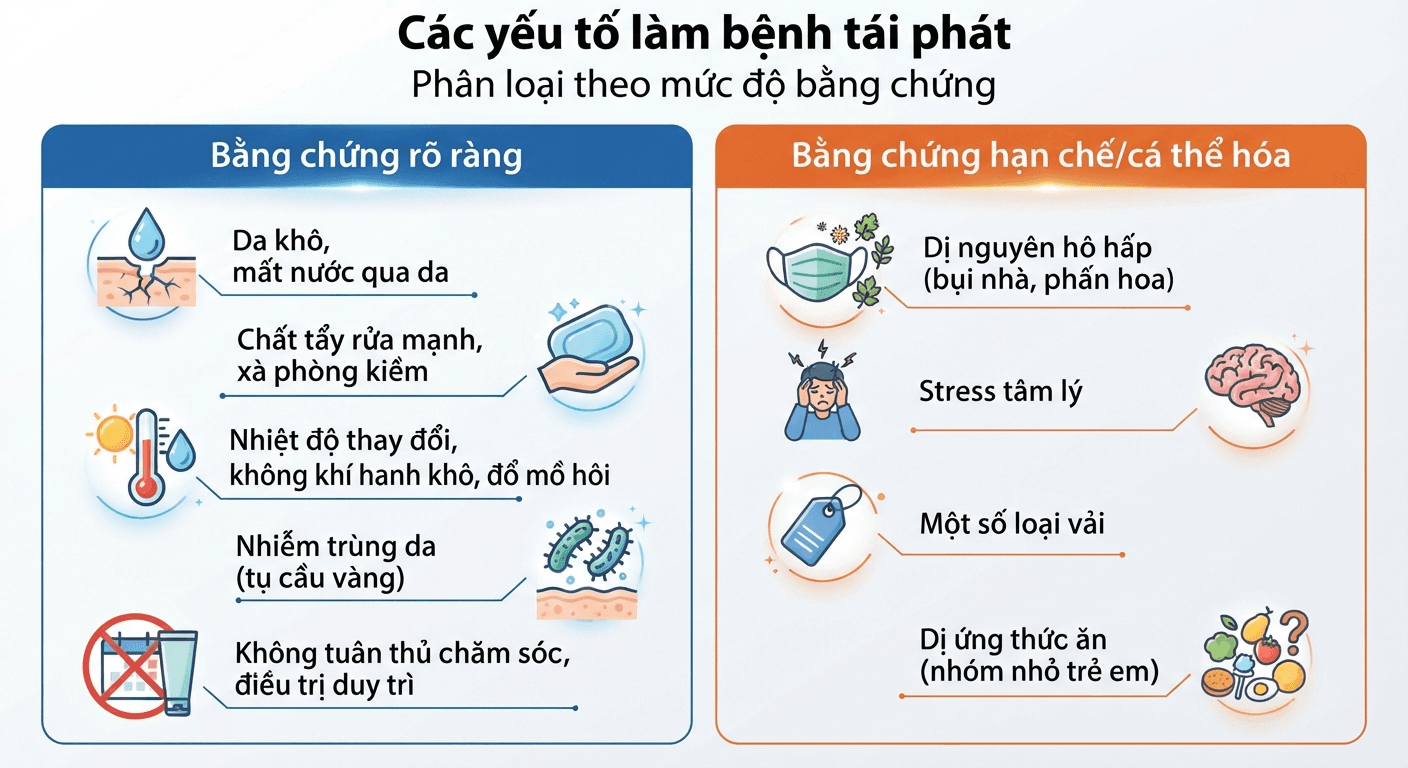 "Các yếu tố kích phát viêm da cơ địa tái phát theo mức độ bằng chứng"