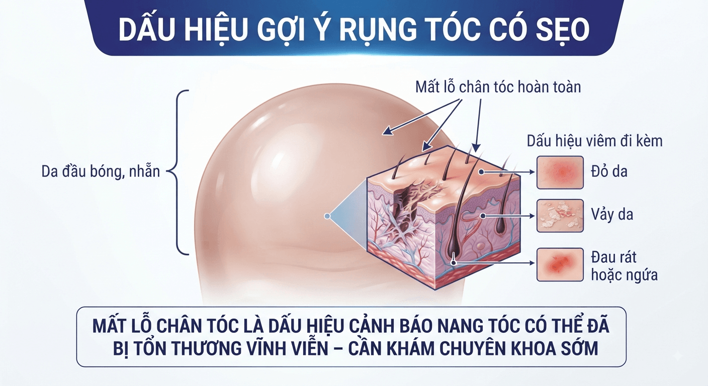 Dấu hiệu gợi ý rụng tóc có sẹo