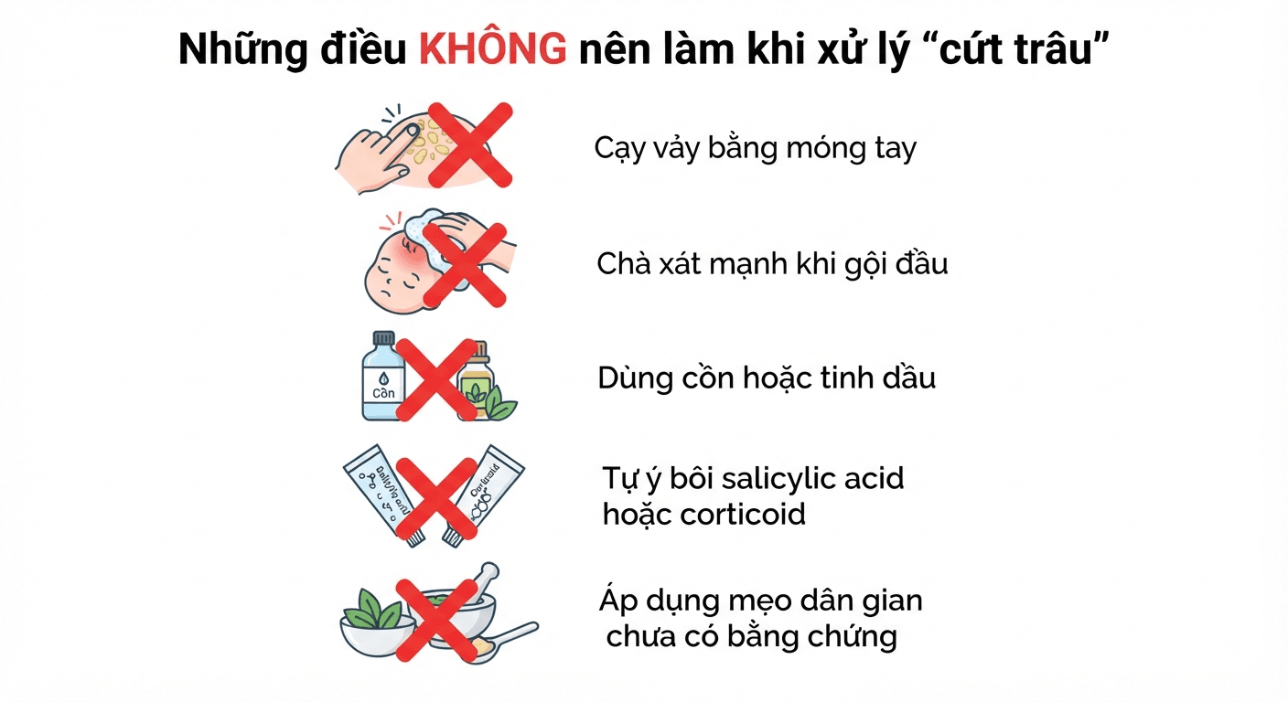Những điều không nên làm khi xử lý cứt trâu ở trẻ sơ sinh