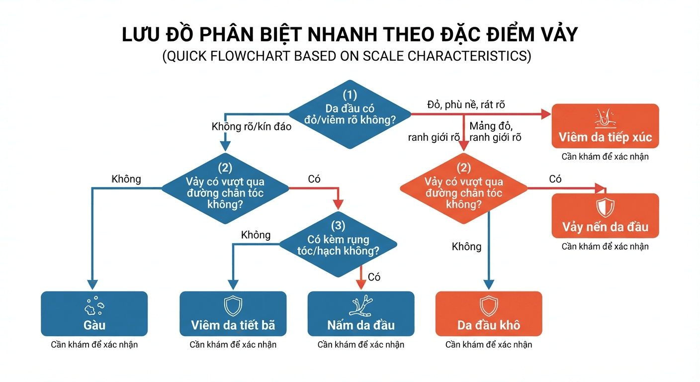 Lưu đồ phân biệt nhanh theo đặc điểm vảy