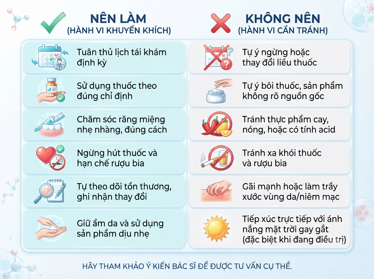 Người bệnh lichen phẳng nên làm gì và không nên làm gì?