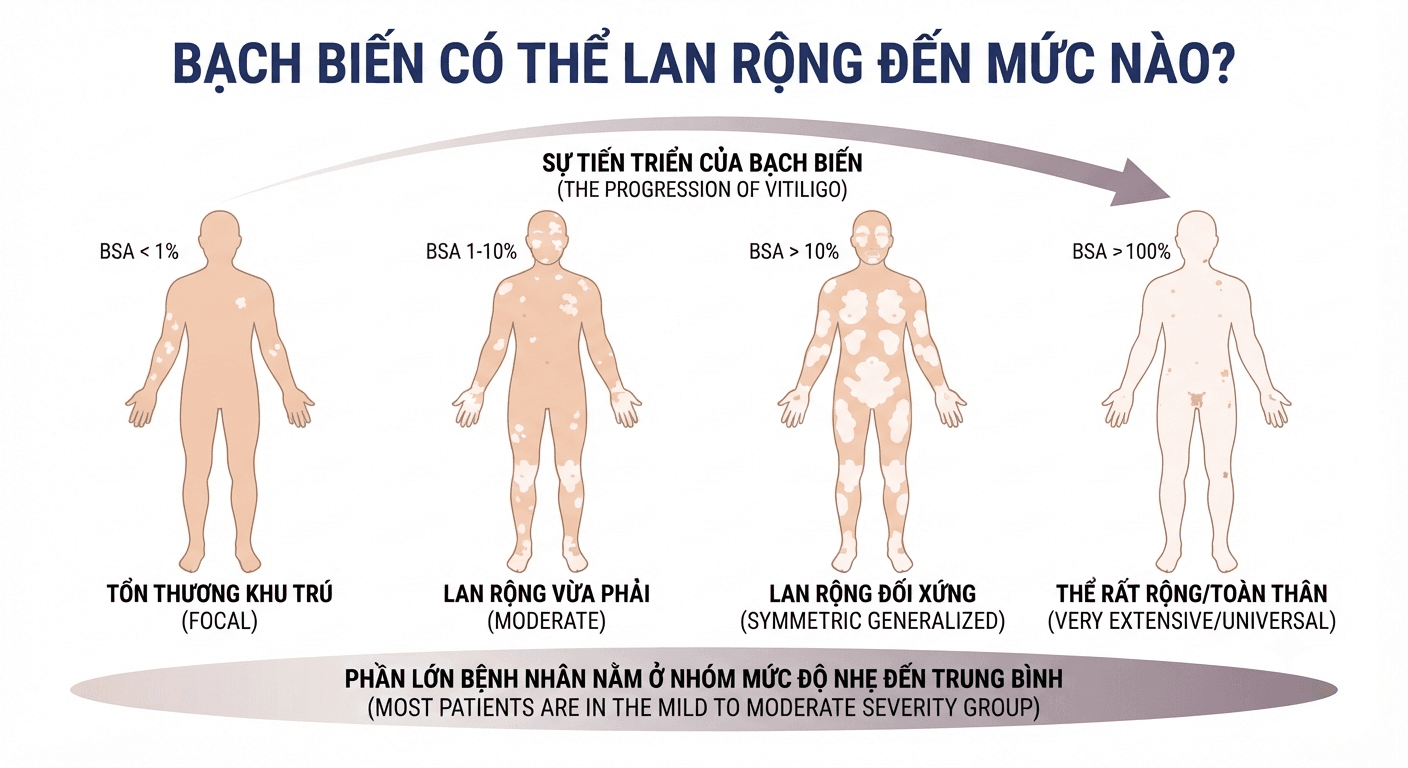 Bạch biến có thể lan rộng đến mức nào?