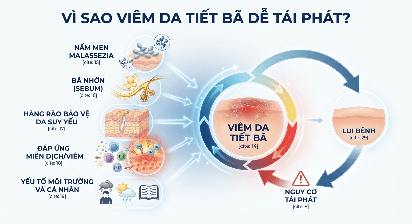 Vì sao viêm da tiết bã dễ tái phát?