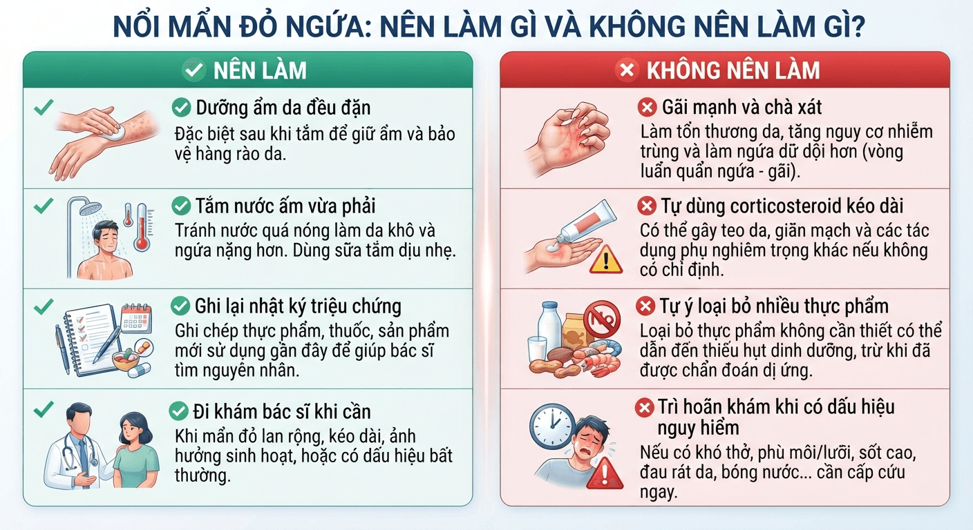 "Nổi mẩn đỏ ngứa: nên làm gì và không nên làm gì?"