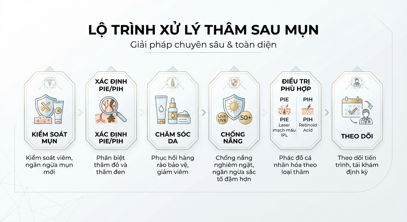 Lộ trình xử lý thâm sau mụn