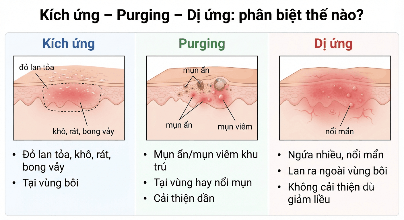 Kích ứng – Purging – Dị ứng: phân biệt thế nào?