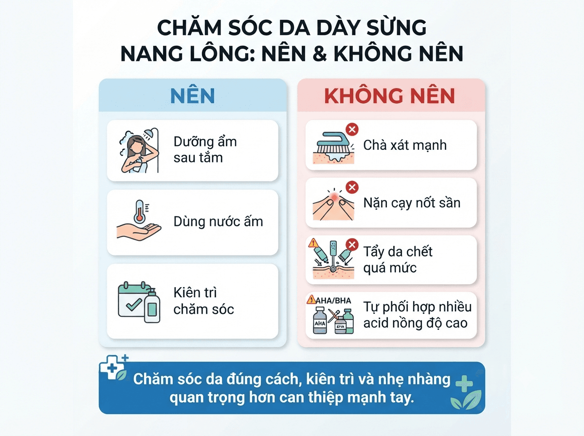 Nên và không nên làm gì khi bị dày sừng nang lông?
