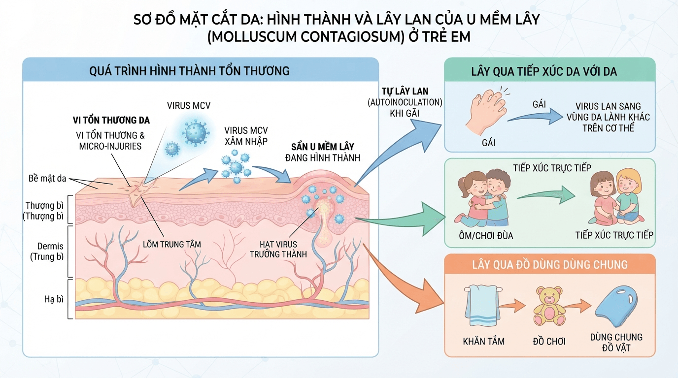 U mềm lây hình thành và lây lan như thế nào?
