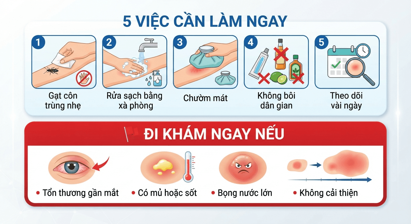 "5 việc cần làm ngay + Khi nào phải đi khám bác sĩ"