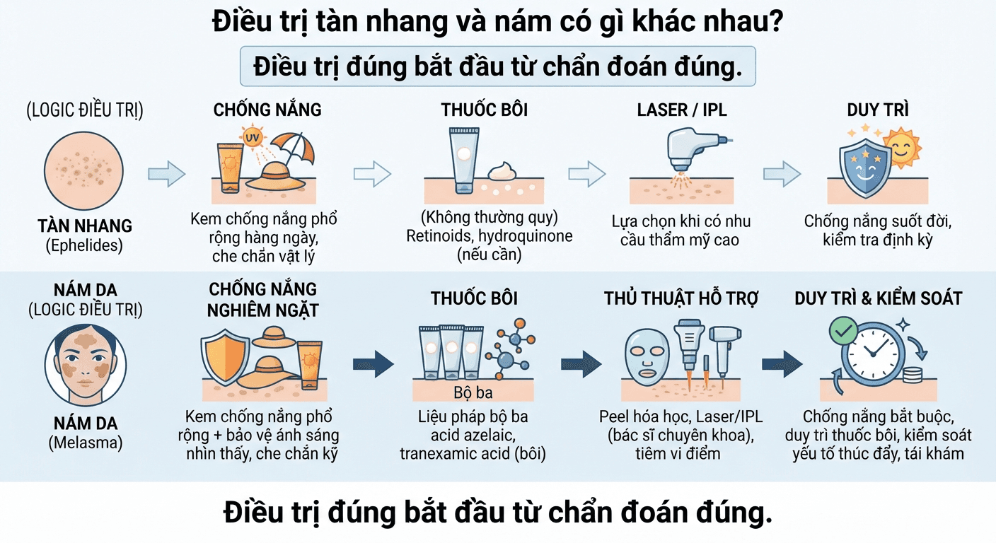 ● So sánh phương pháp điều trị tàn nhang và nám da