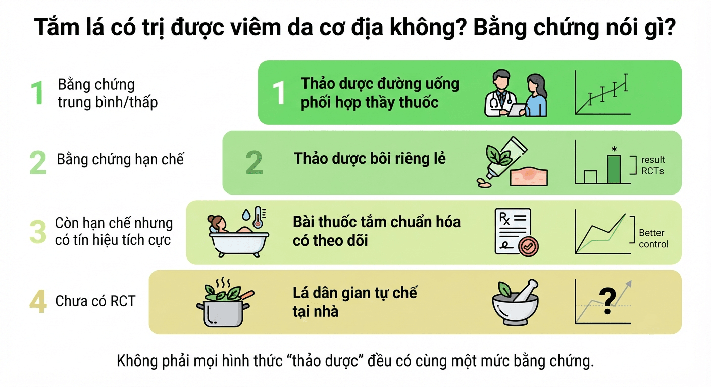 Thang bac muc do bang chung khoa hoc cua tam la va thao duoc trong viem da co dia