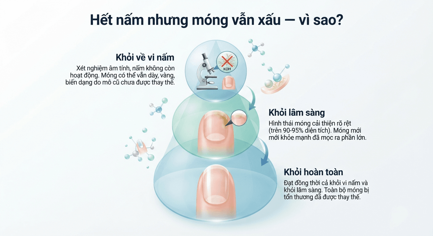 Hết nấm nhưng móng vẫn xấu — vì sao?