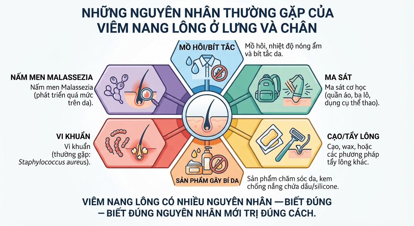 Những nguyên nhân thường gặp của viêm nang lông ở lưng và chân
