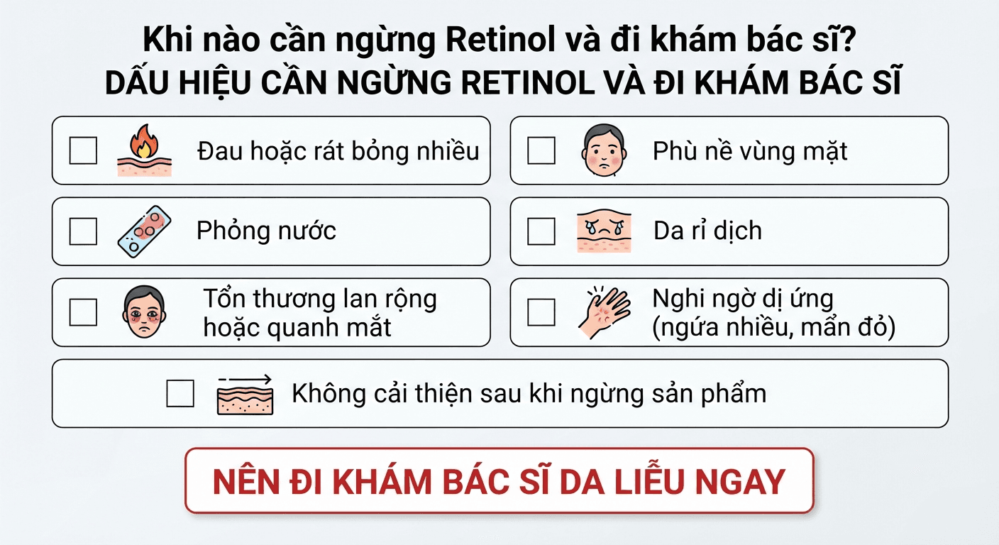 Khi nào cần ngừng Retinol và đi khám bác sĩ?