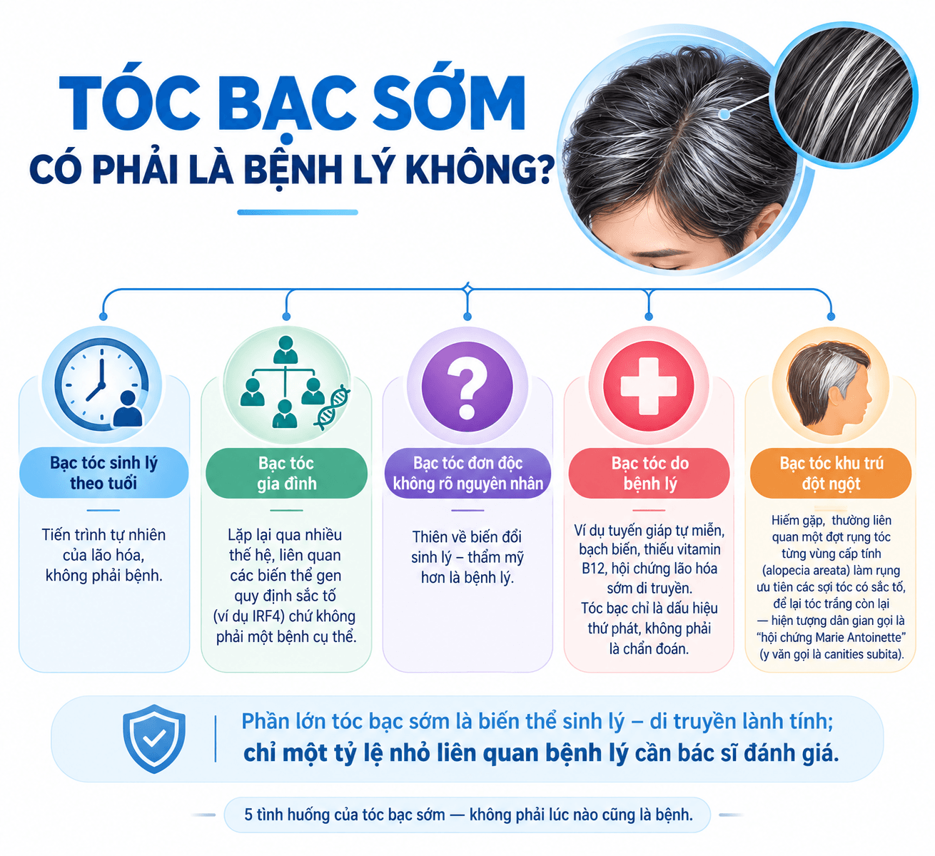 So do phan biet 5 nhom toc bac som va benh ly da lieu