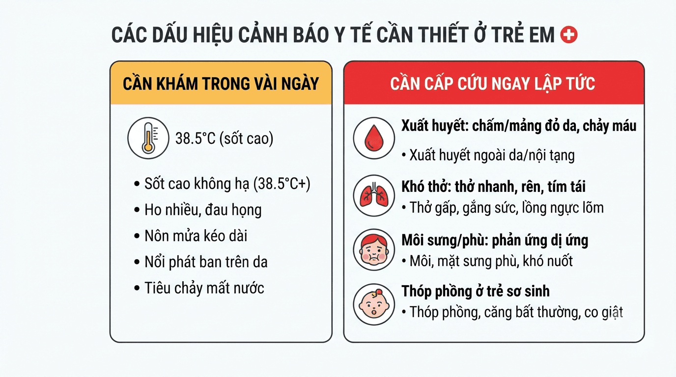 Dấu hiệu cảnh báo cần đưa trẻ đi khám