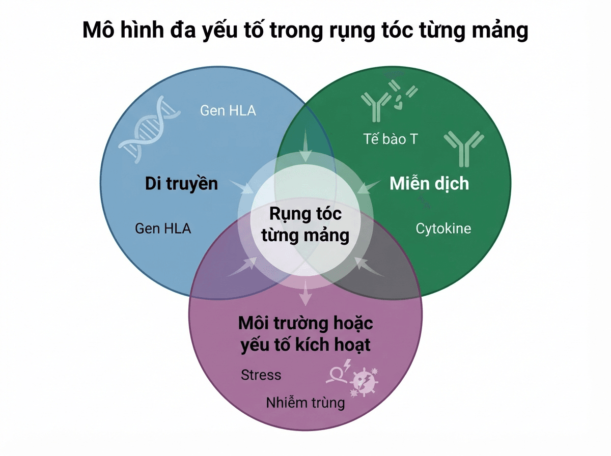 Mô hình đa yếu tố trong rụng tóc từng mảng