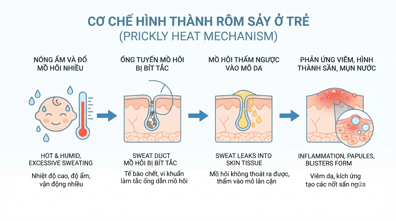 Cơ chế hình thành rôm sảy ở trẻ