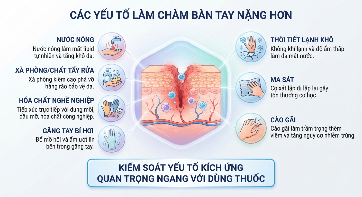 Những yếu tố làm chàm bàn tay nặng hơn