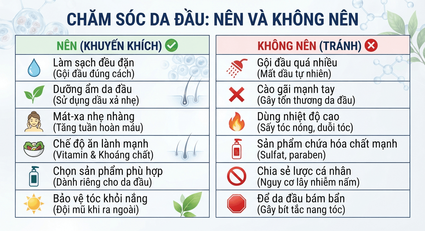 Nên/không nên khi chăm sóc da đầu 