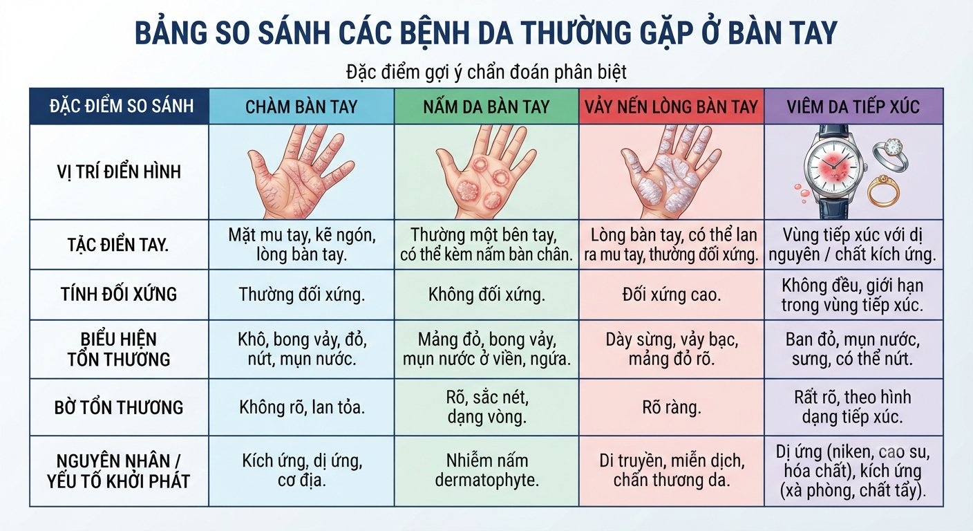 Chàm bàn tay hay bệnh da khác?
