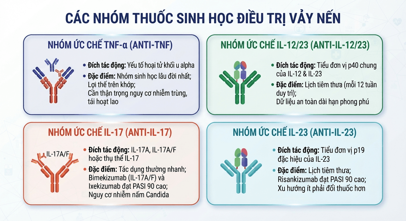Các nhóm thuốc sinh học điều trị vảy nến