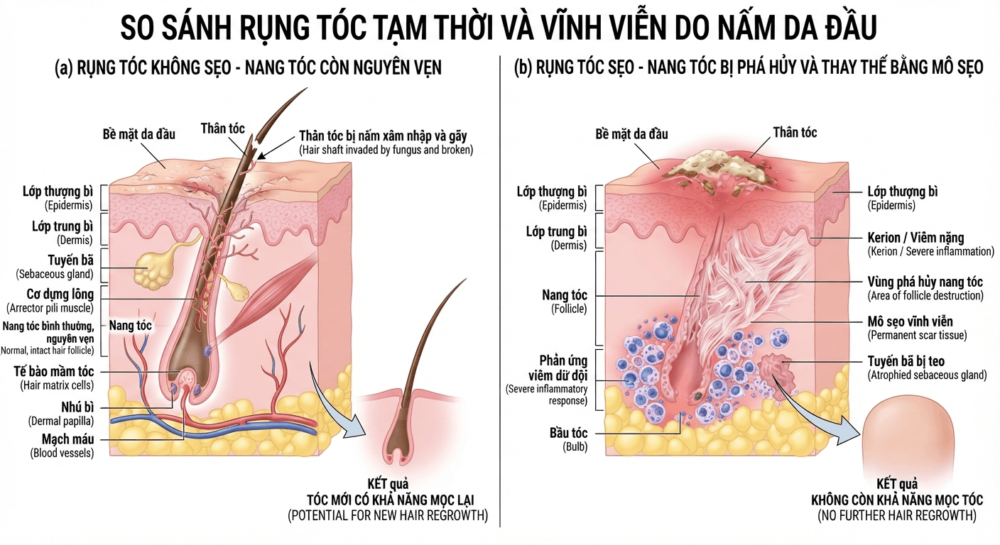Tóc gãy khác với nang tóc bị phá hủy như thế nào?